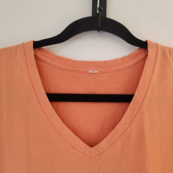 Lululemon Orange Short Sleeve Athletic Shirt Stretch Activewear Women's 10 - Picture 3 of 4